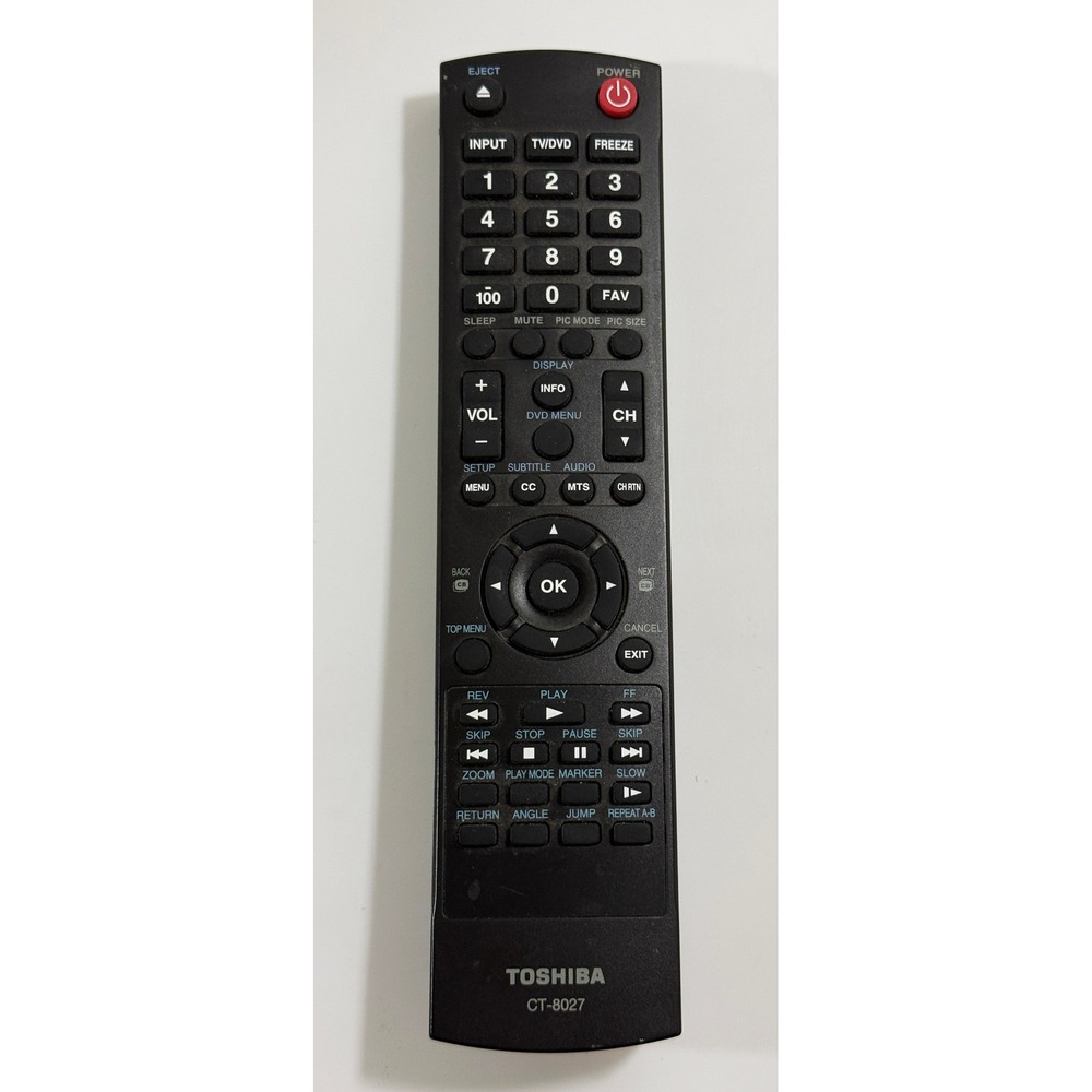 Toshiba Remote Control Unisex OS Black CT-8027 TV DVD Player OEM Replacement